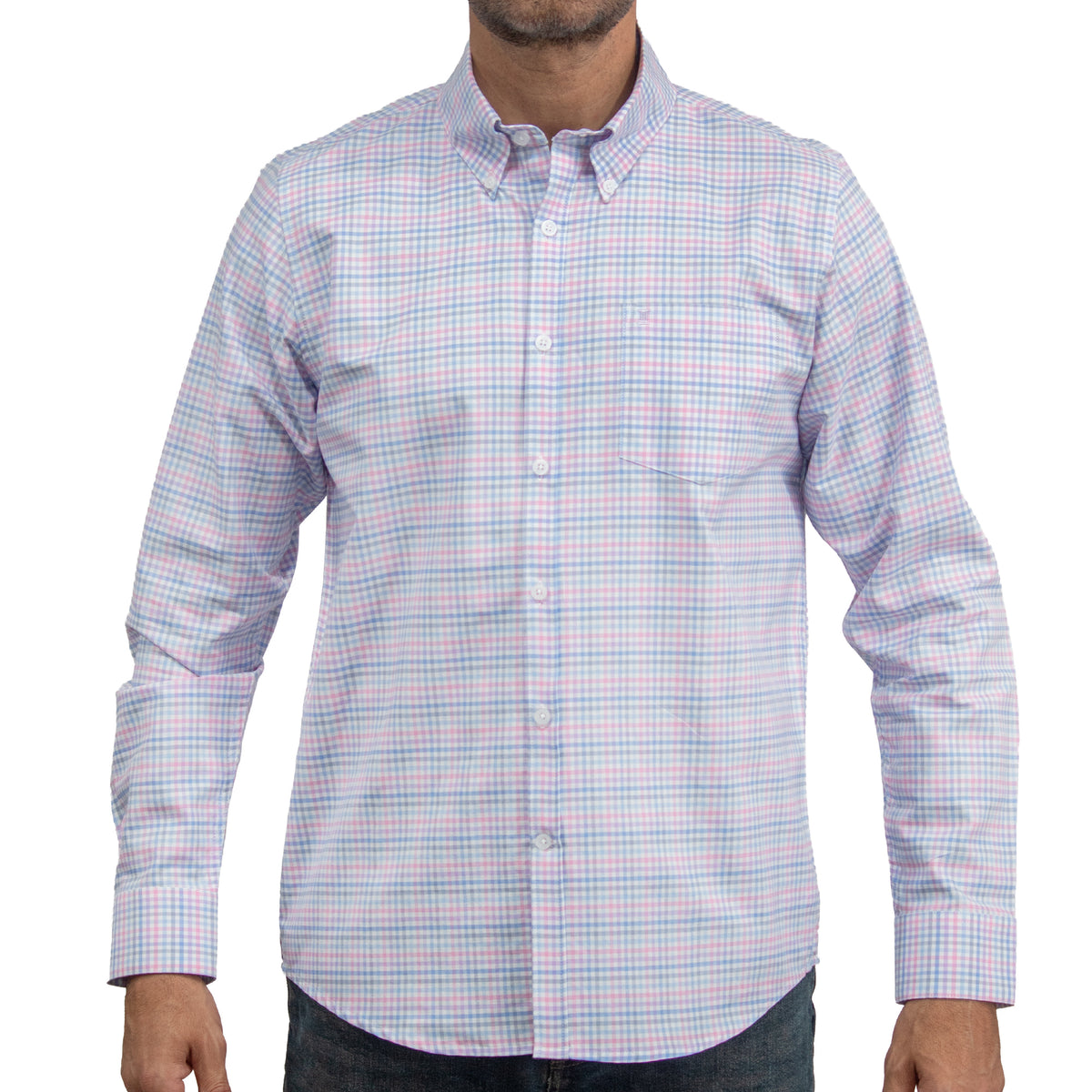 Camisa Cuadros Multicolor Manga Larga 100% Algodón 2607131