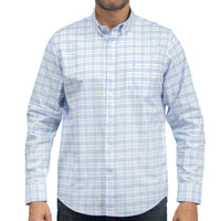 Camisa Cuadros Azul Manga Larga 100% Algodón 2607132