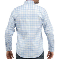 Camisa Cuadros Azul Manga Larga 100% Algodón 2607132