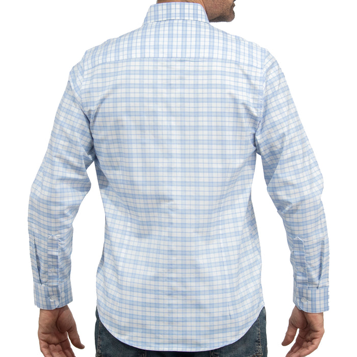 Camisa Cuadros Azul Manga Larga 100% Algodón 2607132