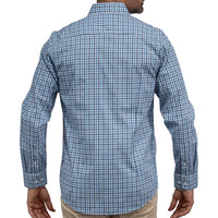 Camisa Cuadros Azul Manga Larga 100% Algodón 2607133