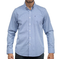 Camisa Cuadros Azul Manga Larga 100% Algodón 2607134