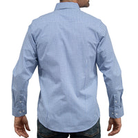 Camisa Cuadros Azul Manga Larga 100% Algodón 2607134
