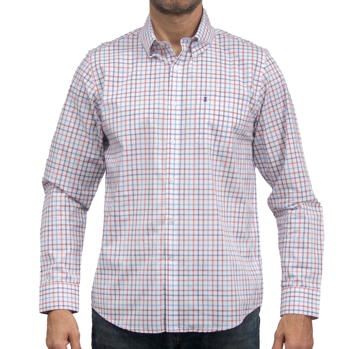 Camisa Cuadros Multicolor Manga Larga 100% Algodón 2607135
