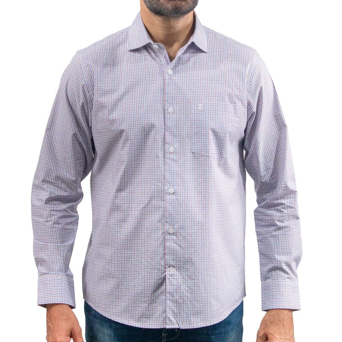 Camisa Cuadros Roja Manga Larga 100% Algodón 2607138