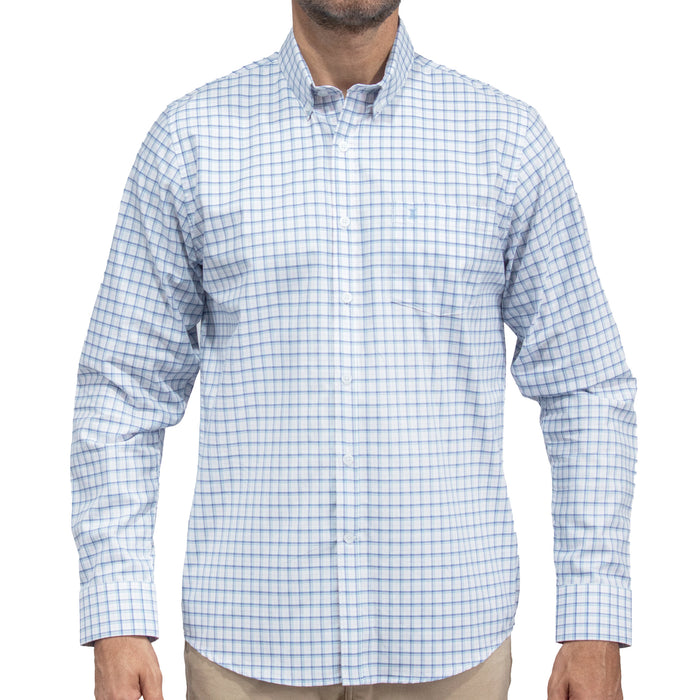 Camisa Cuadros Azul Manga Larga 100% Algodón 2607139