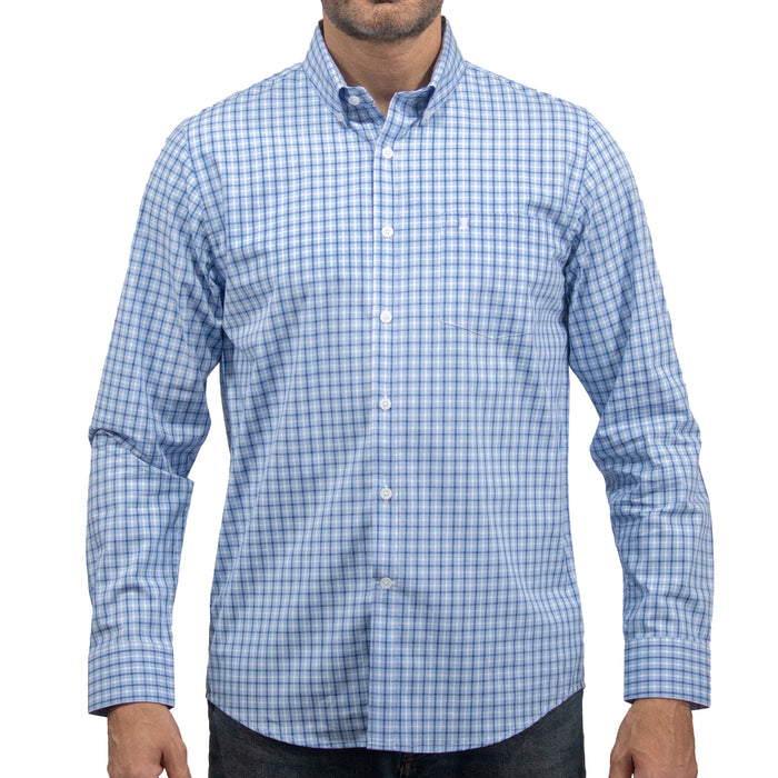 Camisa Cuadros Azul Manga Larga 100% Algodón 2607140