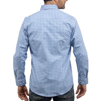 Camisa Cuadros Azul Manga Larga 100% Algodón 2607140