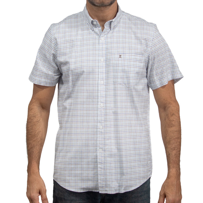 Camisa Cuadros Blanca Manga Corta 100% Algodón 2607142