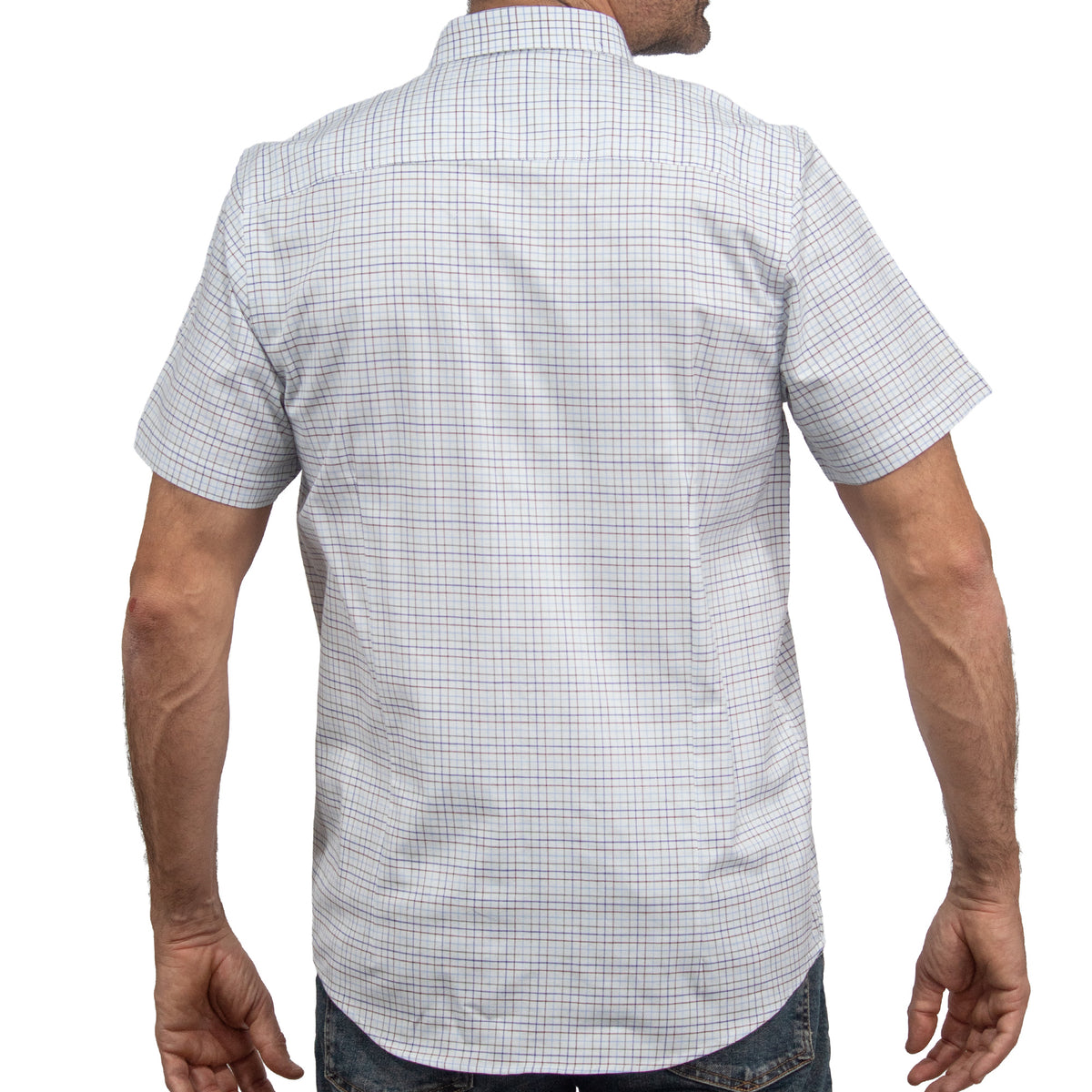 Camisa Cuadros Blanca Manga Corta 100% Algodón 2607142