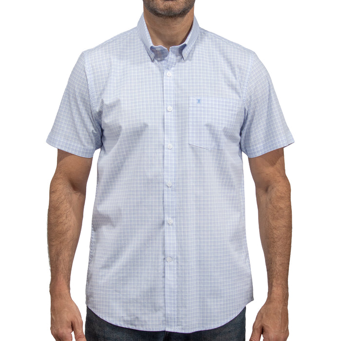 Camisa Cuadros Blanca Manga Corta 100% Algodón 2607145
