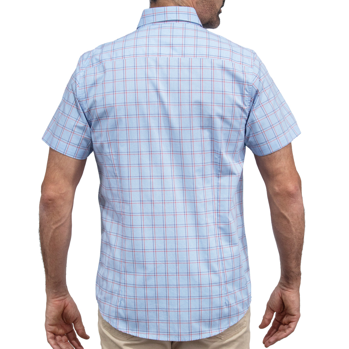Camisa Cuadros Azul Manga Corta 100% Algodón 2607146