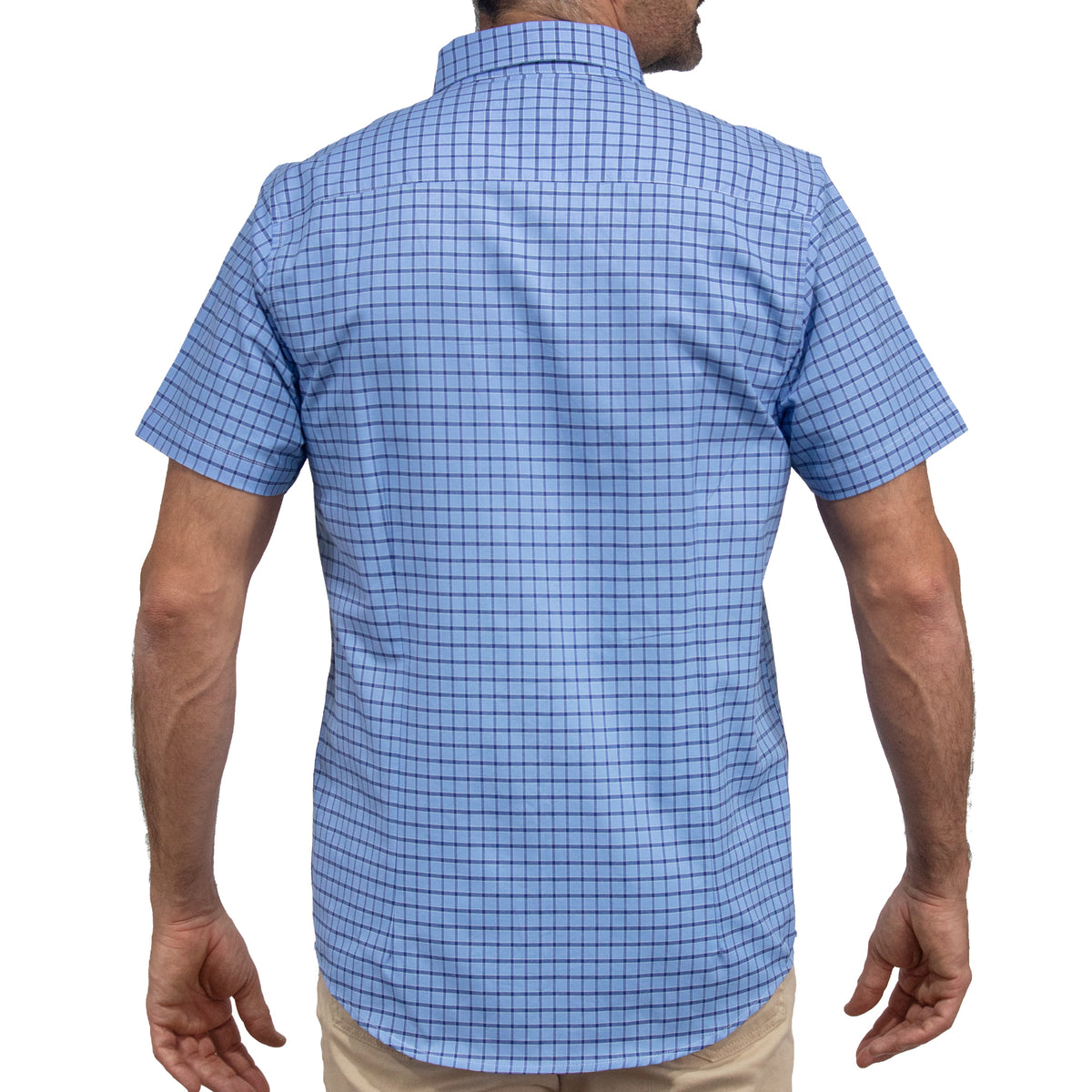 Camisa Cuadros Azul Manga Corta 100% Algodón 2607148