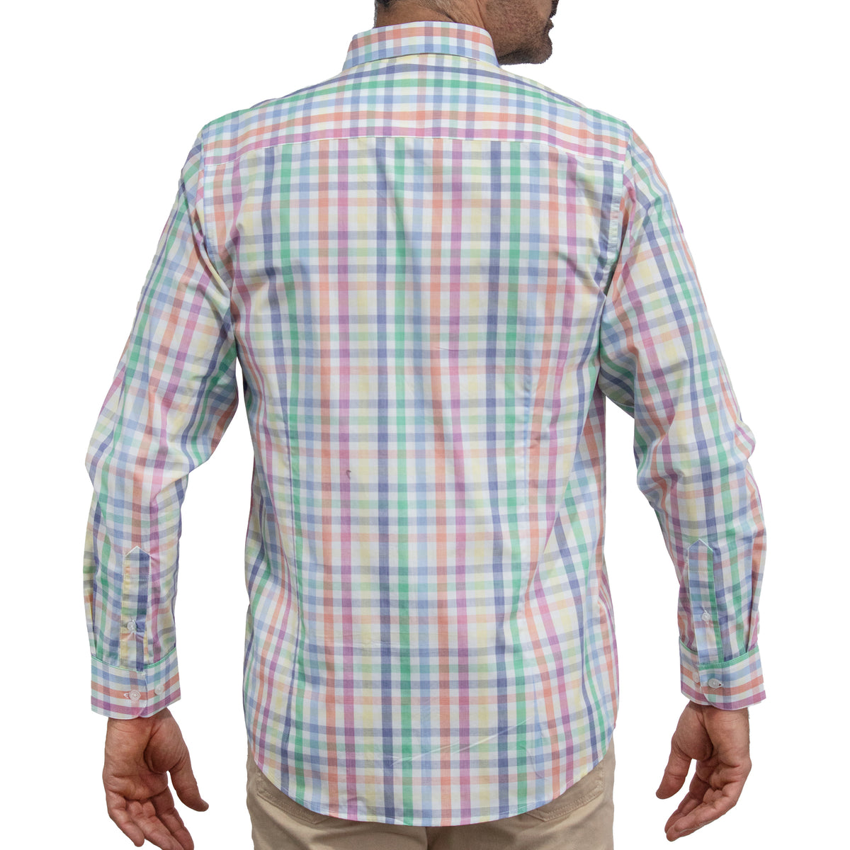 Camisa Cuadros Multicolor Manga Larga 100% Algodón 2608150