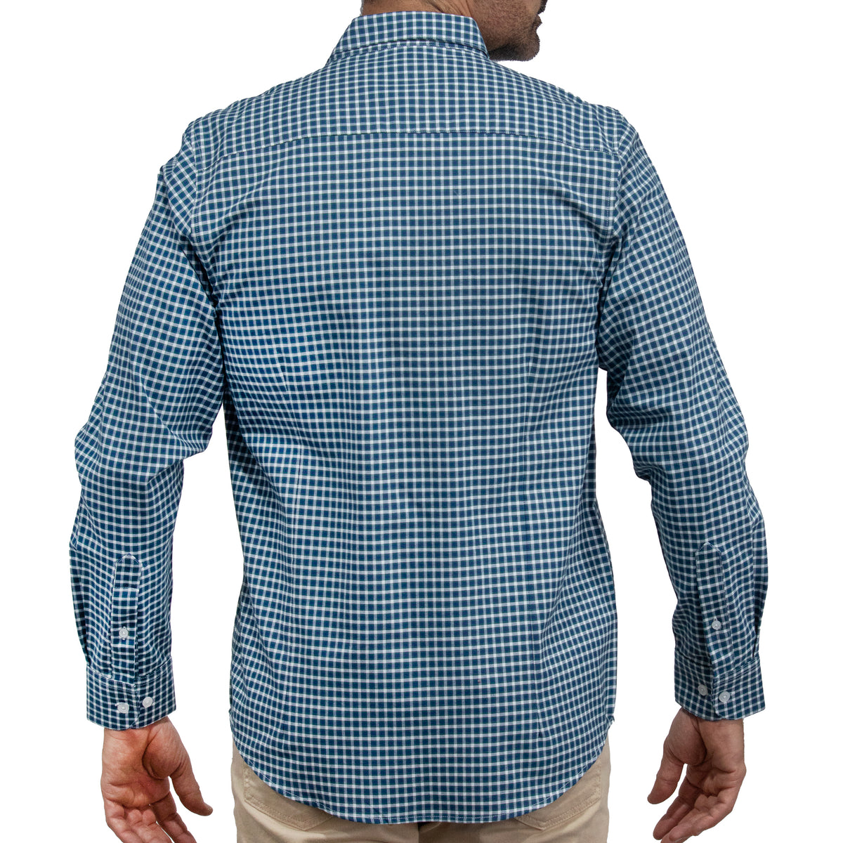 Camisa Cuadros Azul Manga Larga 100% Algodón 2608159