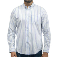 Camisa Rayas Azul Manga Larga 100% Algodón 2608161