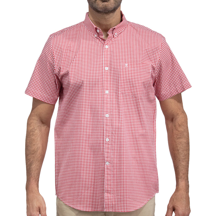 Camisa Cuadros Roja Manga Corta 100% Algodón 2608166