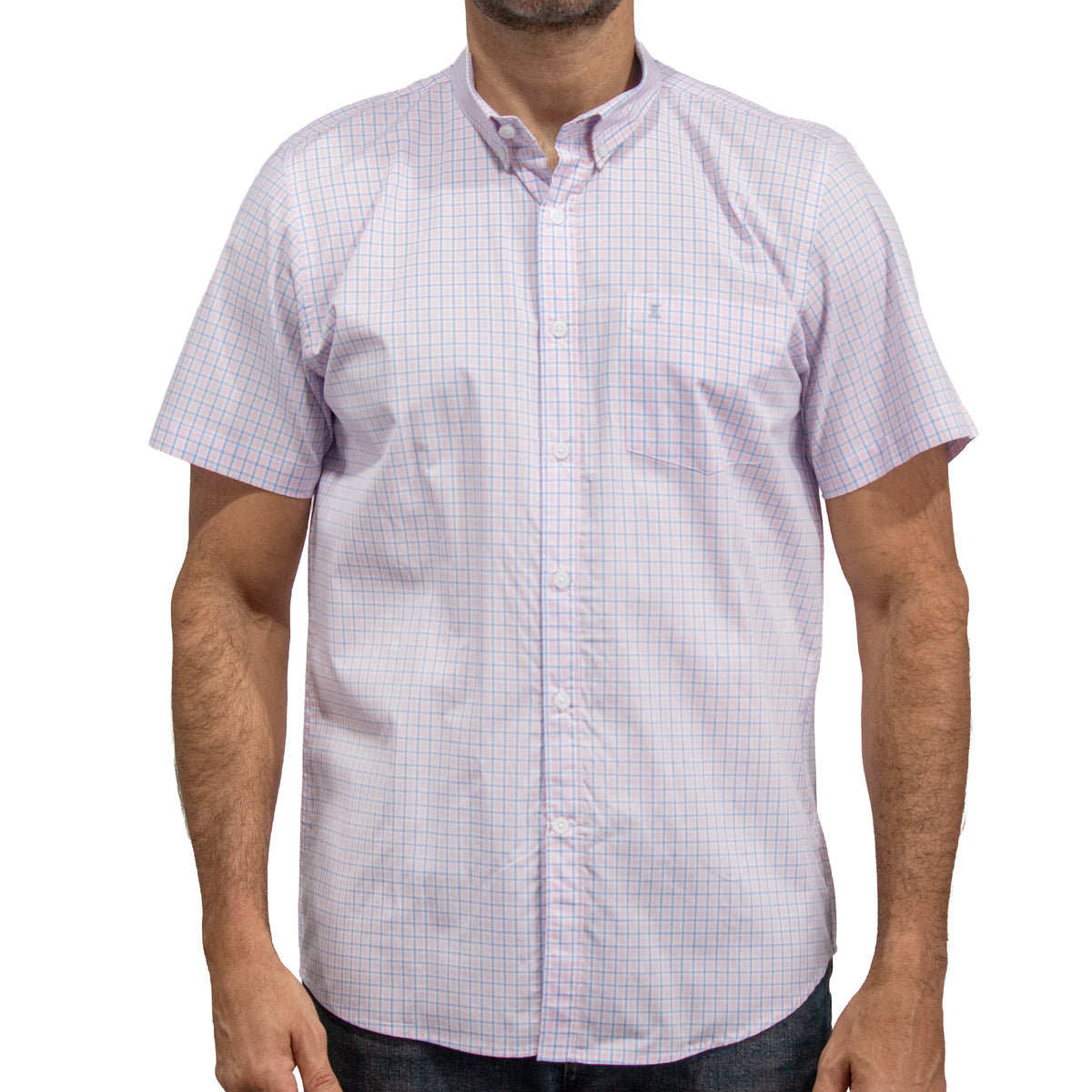 Camisa Cuadros Rosa Manga Corta 100% Algodón 2608167