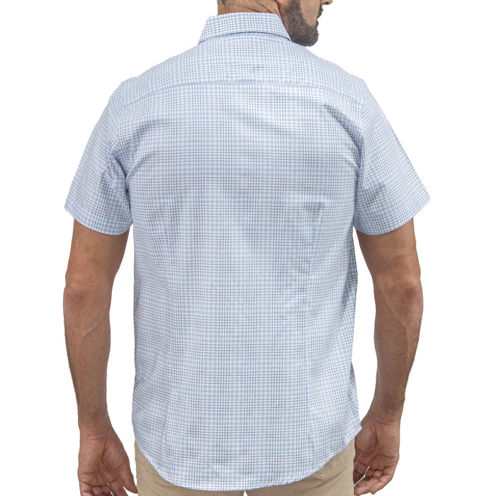 Camisa Cuadros Azul Manga Corta 100% Algodón 2609193
