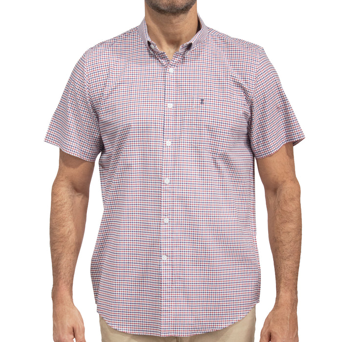 Camisa Cuadros Roja Manga Corta 100% Algodón 2609194