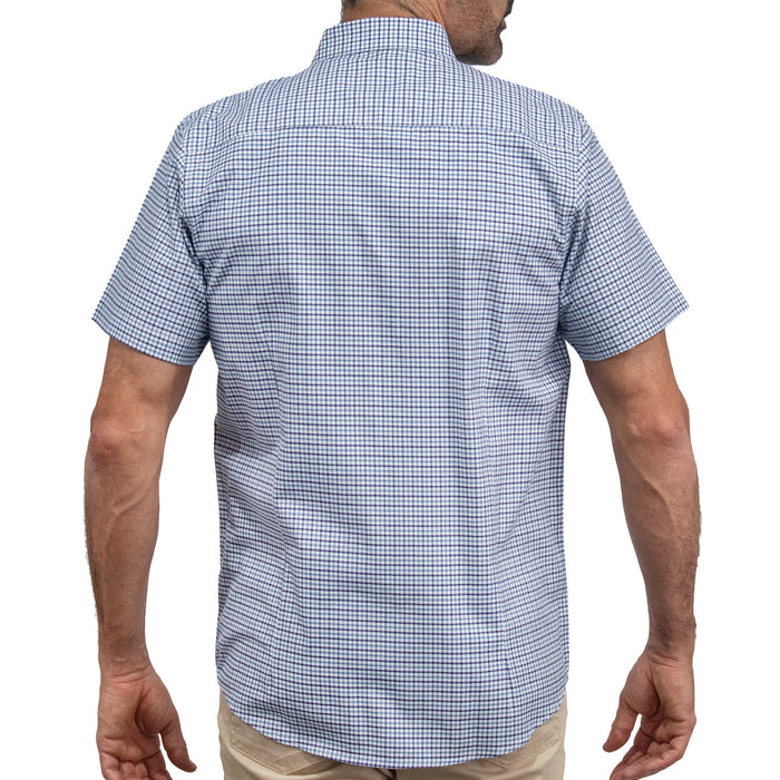 Camisa Cuadros Azul Manga Corta 100% Algodón 2609195
