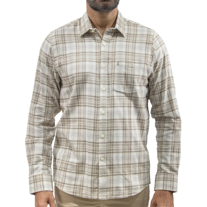 Camisa Franela Café Cuadros Manga Larga 2609219
