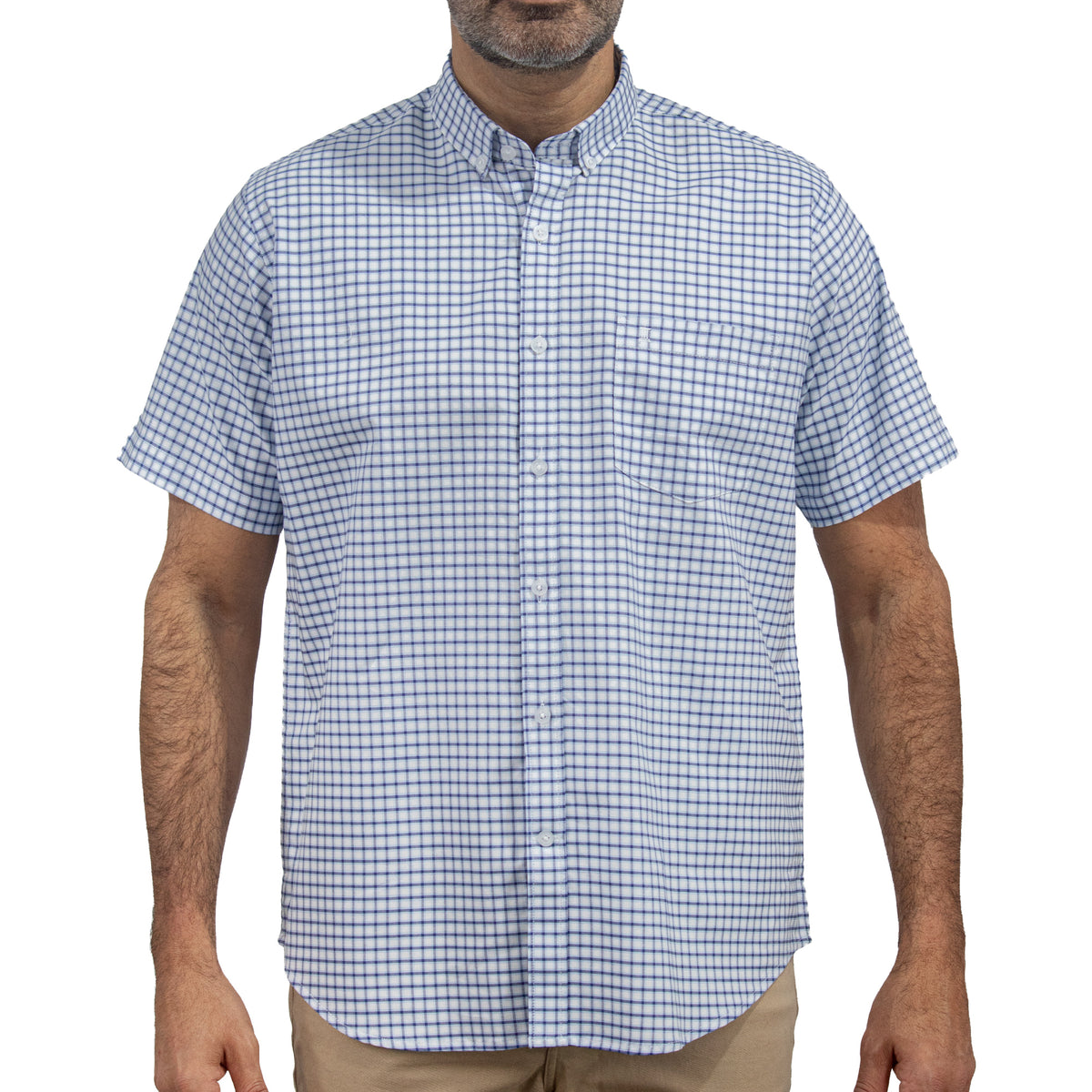 Camisa Azul de Cuadros Manga Corta 100% Algodón 2510288