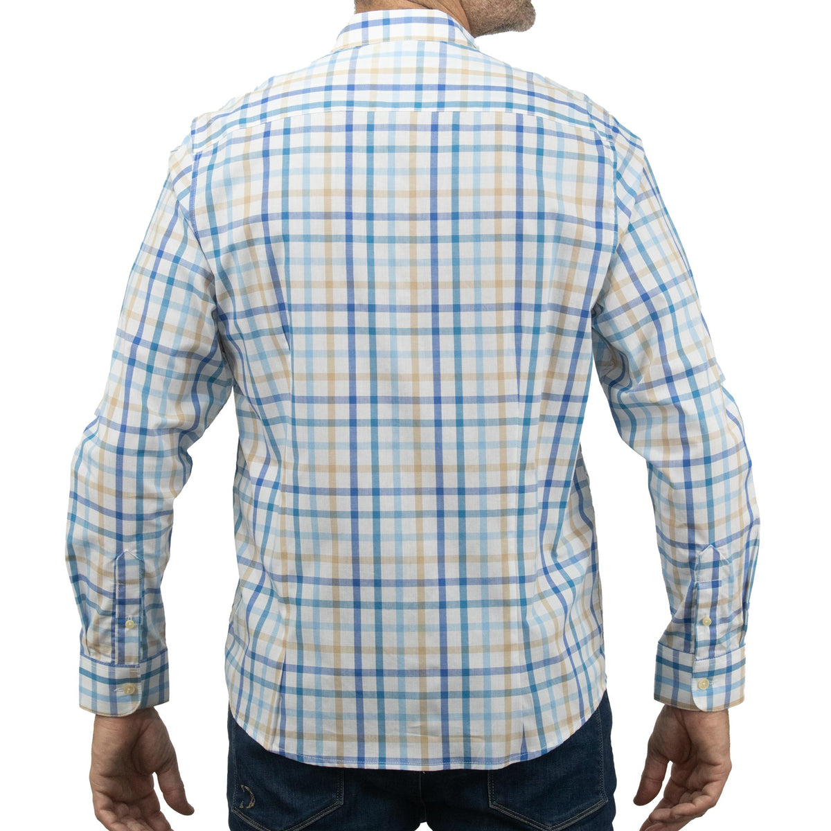 Camisa de Cuadros Azul con Manga Larga 100% Algodón 2215077-2