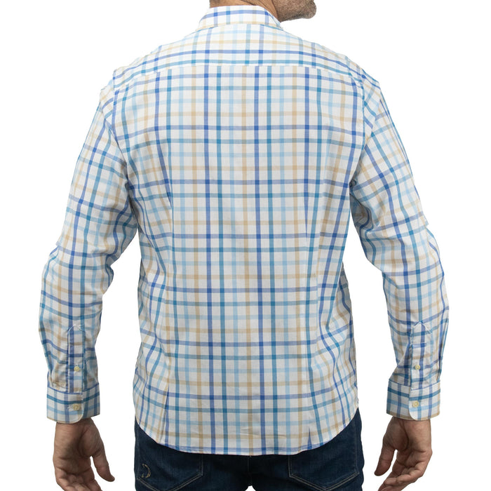 Camisa de Cuadros Azul con Manga Larga 100% Algodón 2215077-2