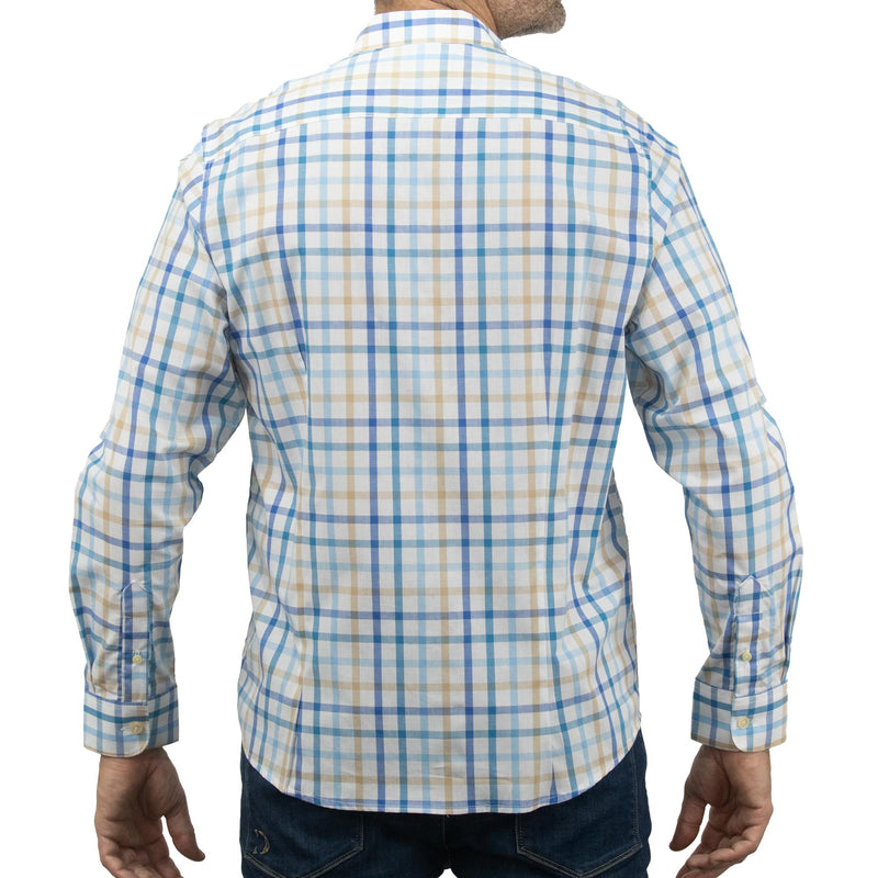 Camisa de Cuadros Azul con Manga Larga 100% Algodón 2215077-2