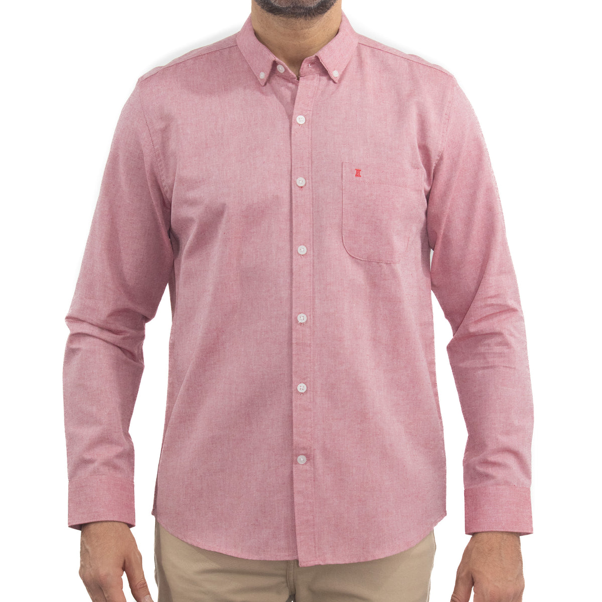 Camisa Lisa Roja Manga Larga 2215241