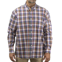 Camisa de Cuadros Morada con Manga Larga 100% Algodón Talla Extra 2305131