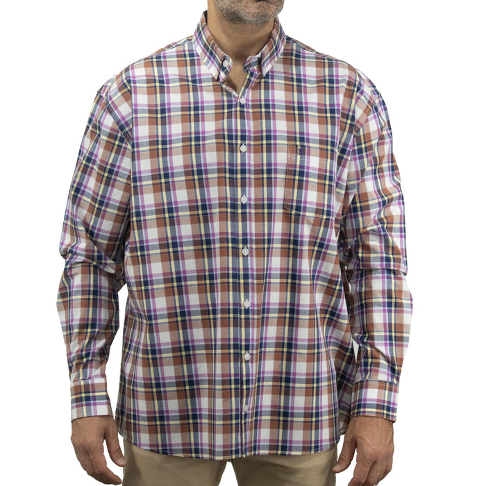 Camisa de Cuadros Morada con Manga Larga 100% Algodón Talla Extra 2305131