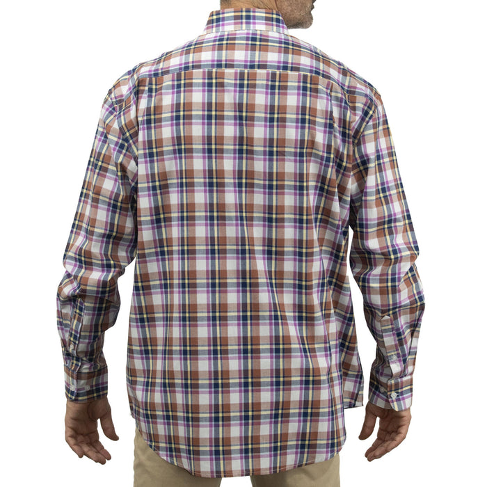 Camisa de Cuadros Morada con Manga Larga 100% Algodón Talla Extra 2305131