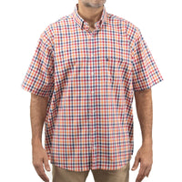 Camisa Naranja de Cuadros con Manga Corta 100% Algodón Talla Extra 2305164