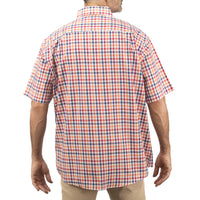 Camisa Naranja de Cuadros con Manga Corta 100% Algodón Talla Extra 2305164