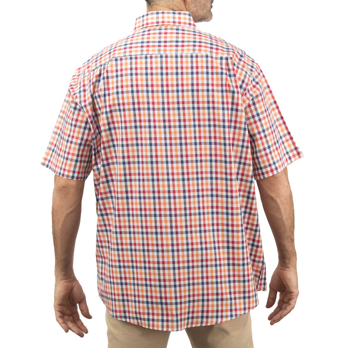 Camisa Naranja de Cuadros con Manga Corta 100% Algodón Talla Extra 2305164