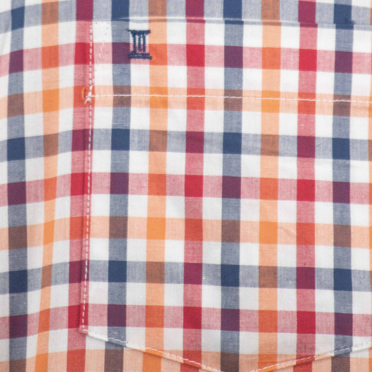 Camisa Naranja de Cuadros con Manga Corta 100% Algodón Talla Extra 2305164