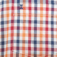 Camisa Naranja de Cuadros con Manga Corta 100% Algodón Talla Extra 2305164