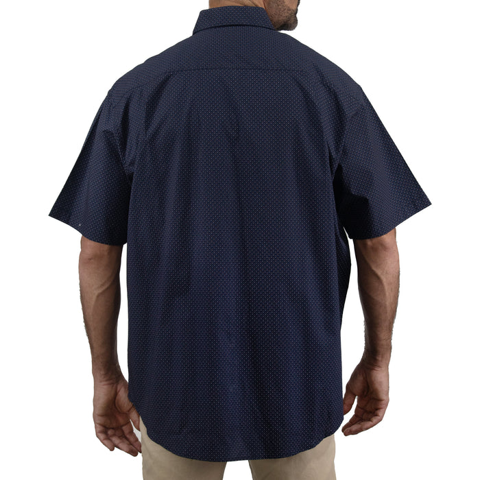Camisa Azul con Estampado de Manga Corta 100% Algodón Talla Extra 2306016