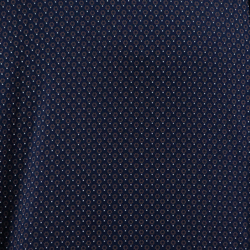 Camisa Azul con Estampado de Manga Corta 100% Algodón Talla Extra 2306016