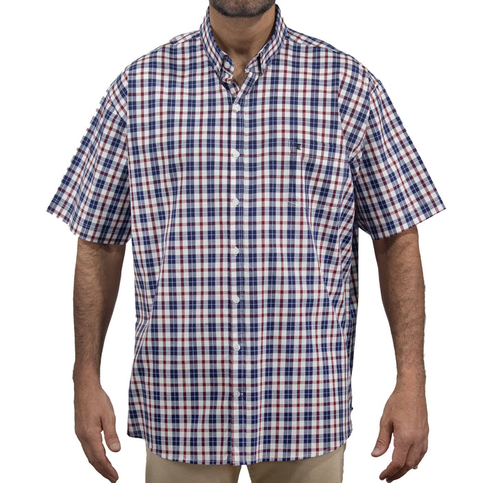 Camisa de Cuadros Azul con Manga Corta Talla Extra 100% Algodón 2306020