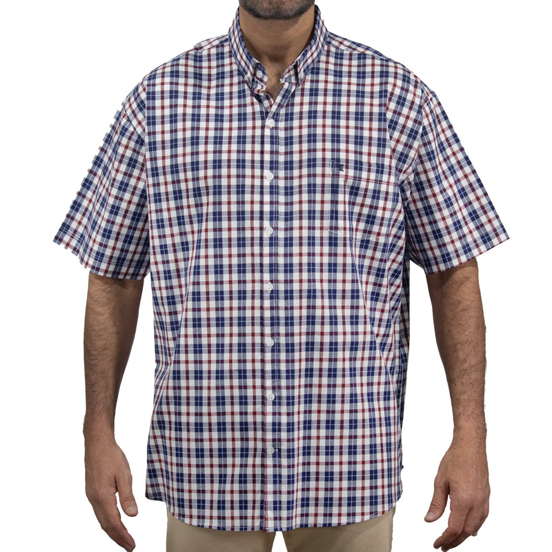 Camisa de Cuadros Azul con Manga Corta Talla Extra 100% Algodón 2306020