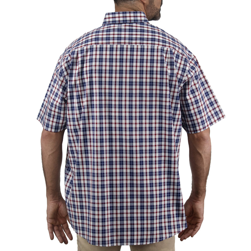 Camisa de Cuadros Azul con Manga Corta Talla Extra 100% Algodón 2306020