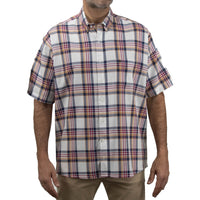 Camisa de Cuadros Café con Manga Corta 100% Algodón Talla Extra 2306024