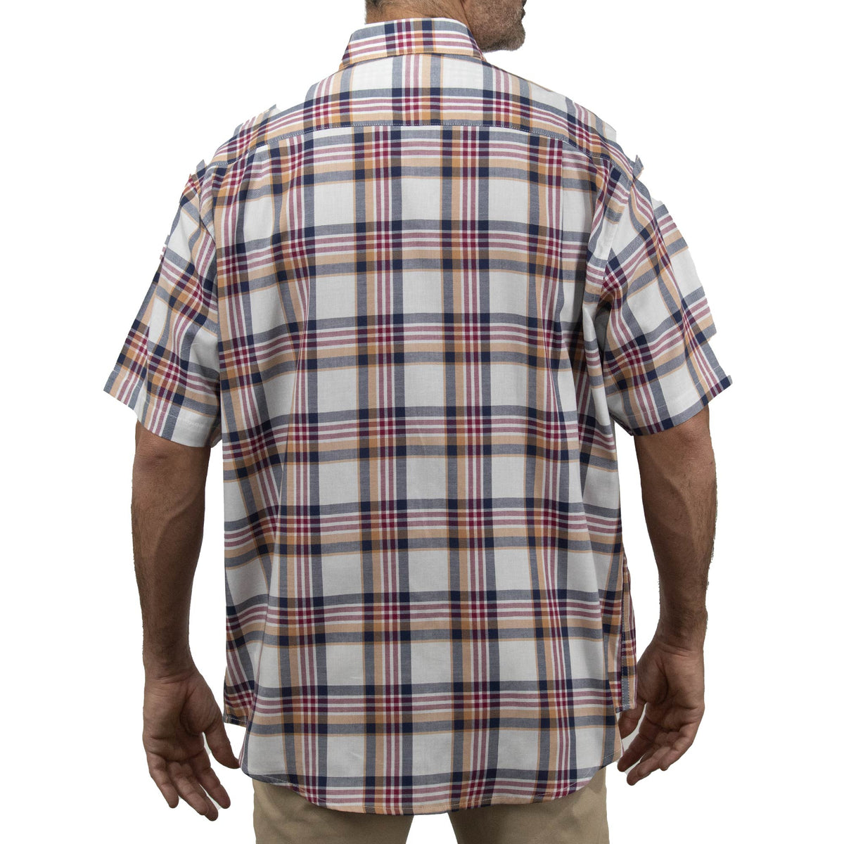 Camisa de Cuadros Café con Manga Corta 100% Algodón Talla Extra 2306024