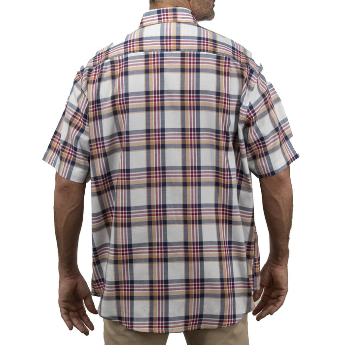 Camisa de Cuadros Café con Manga Corta 100% Algodón Talla Extra 2306024