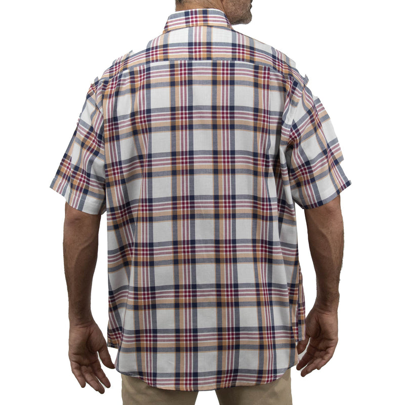 Camisa de Cuadros Café con Manga Corta 100% Algodón Talla Extra 2306024