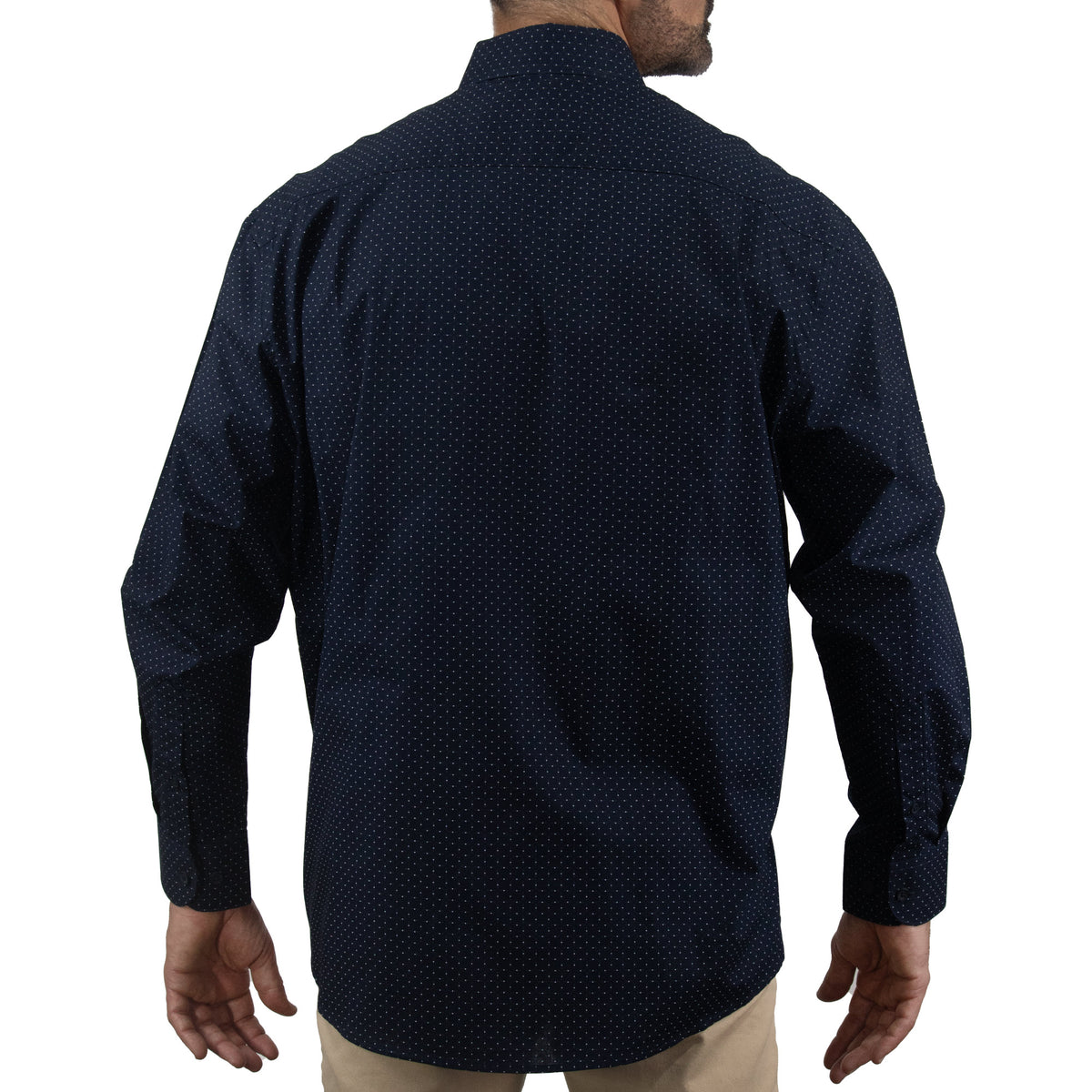 Camisa Azul con Estampado de Manga Larga 100% Algodón Talla Extra 2307025