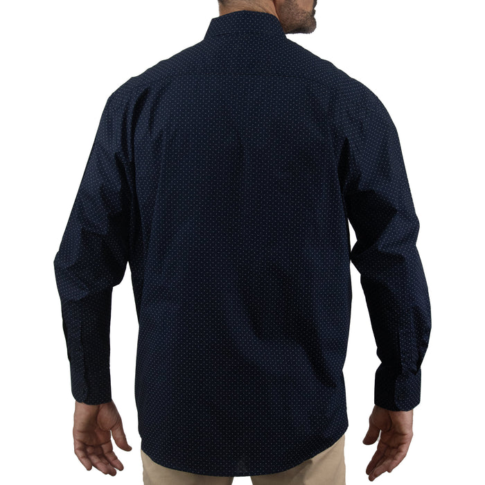 Camisa Azul con Estampado de Manga Larga 100% Algodón Talla Extra 2307025